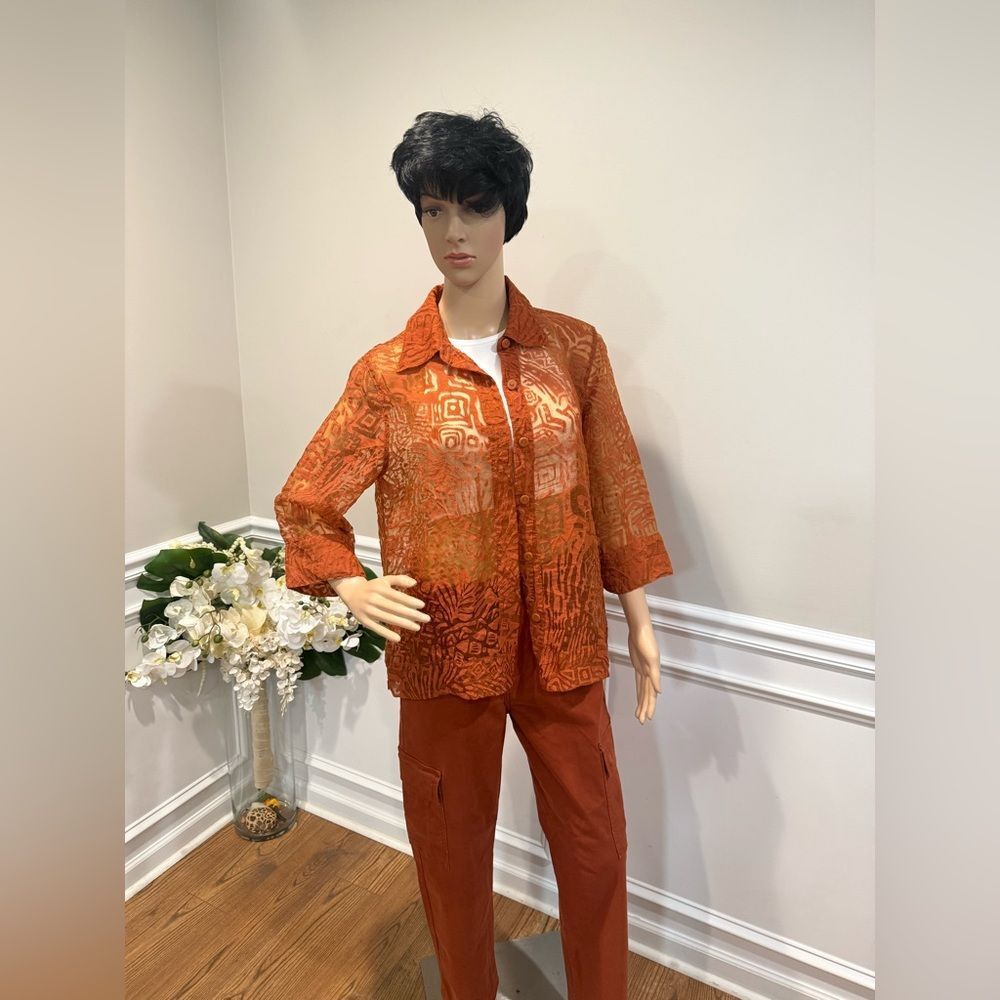 Ruby Rd petite Orange Patterned Blouse - image 1